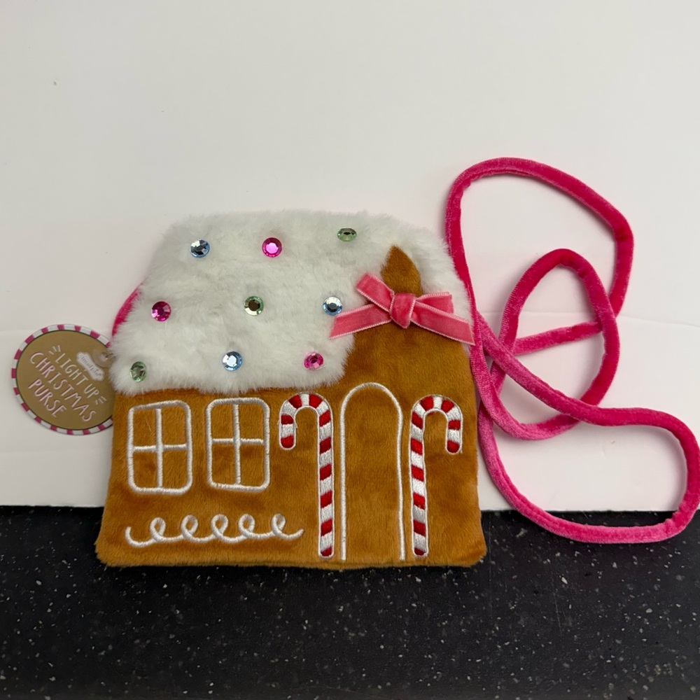 Absolutely Adorable Light Up Gingerbread House Crossbody with Pink Strap- NWT